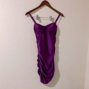 Elegant Purple Ruched Dress